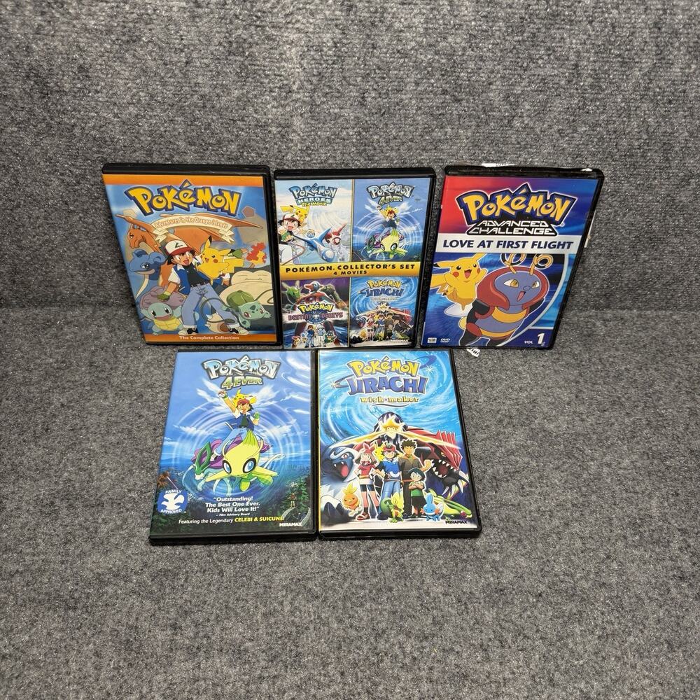 Pokemon Kids Tv Shows Animated Movie Lot Of (5) DVDs Rare Y2K Vintage Sets